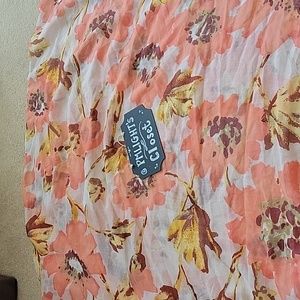Westloop Scarf Floral Peach Yellow Brown Ivory